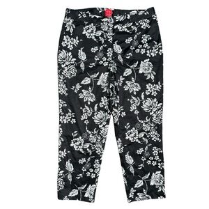 Oscar an Oscar De La Renta Company Black & White Floral Pants Size 16